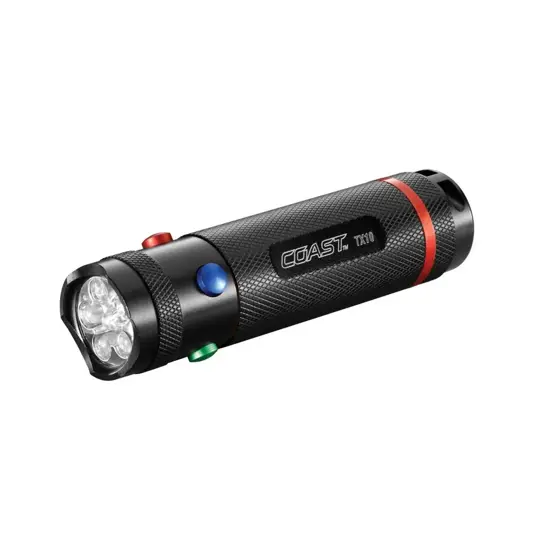 torcia TX10 con luce bianca, rossa, blu e verde. Coast