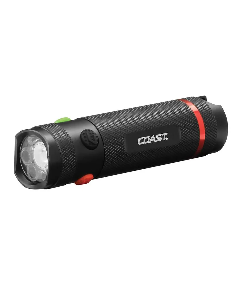 Torcia TX12 con luce bianca, rossa e verde - in scatola regalo Coast, 385 lumen