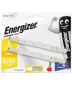 Tubo alogeno Energizer R7s 118mm, 120W (2250lm), 2900K, bianco caldo, dimmerabile, 2pz.