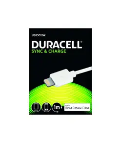 USB Lightning lade- og datakabel, Hvid 1m duracell