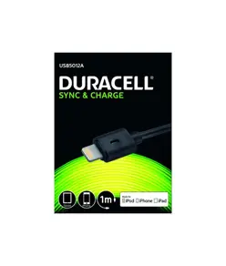 USB Lightning lade- og datakabel, Sort 1m duracell
