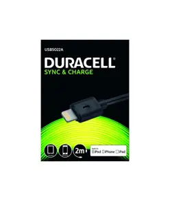 USB Lightning lade- og datakabel, Sort 2m duracell
