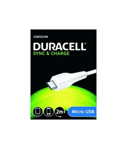 USB til Micro USB Kabel, 2 meter (Hvid) duracell