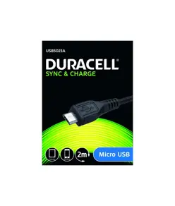 USB til Micro USB Kabel, 2 meter (Sort) duracell