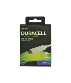 USB-C lade- og datakabel, Hvid 1m duracell