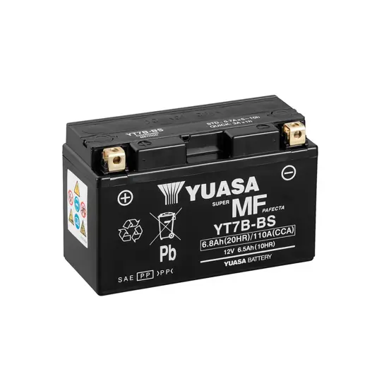 Yuasa YT7B-BS 12V AGM Batteri til Motorcykel