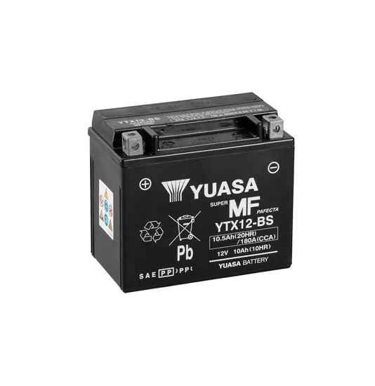 Yuasa YTX12-BS 12V AGM Batteri til Motorcykel