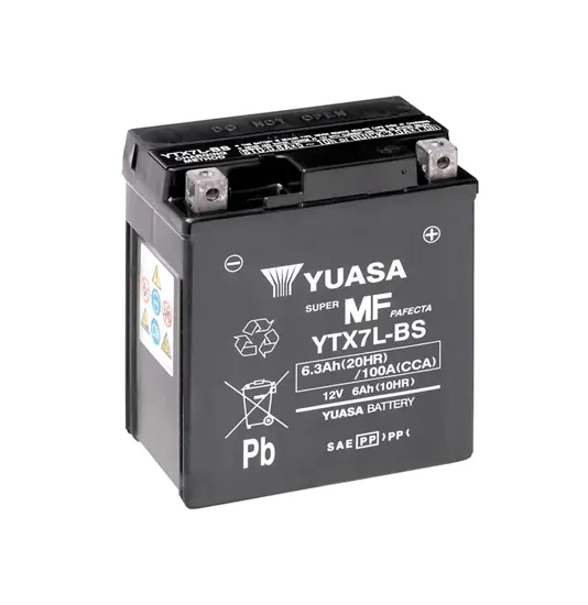 Yuasa YTX7L-BS 12V AGM Batteri til Motorcykel