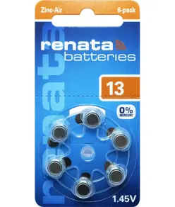 ZA13 (6 Stück) Hörgerätebatterien - 0 % Quecksilber Renata