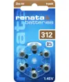 ZA312 (6 Stück) Hörgerätebatterien - 0 % Quecksilber Renata