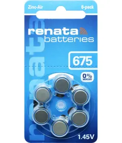ZA675 (6 Stück) Hörgerätebatterien - 0 % Quecksilber Renata