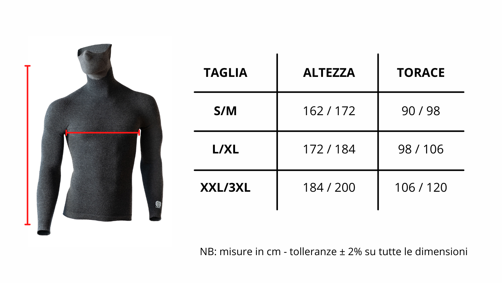 Maglia termica uomo con scaldacollo: guida alle taglie