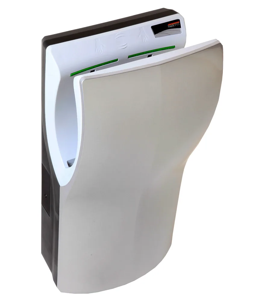 Asciugamani elettrico a inserimento verticale delle mani Mediclinics Dualflow Plus, superveloce a lama d'aria - risparmio energetico