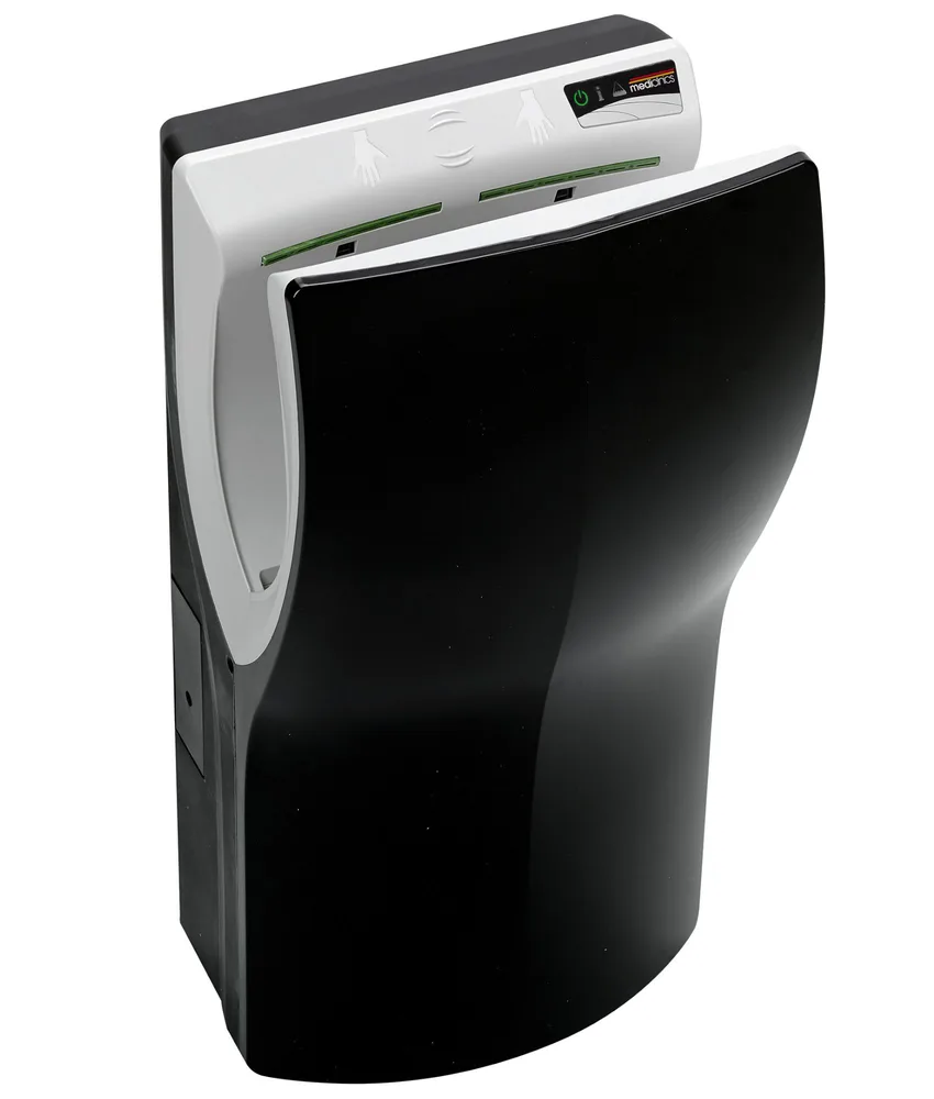 Asciugamani elettrico verticale con ionizzatore Mediclinics Dualflow Plus I, superveloce a lama d'aria - risparmio energetico