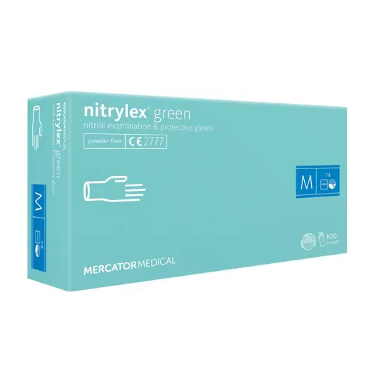 guanti in nitrile senza polvere Mercator Nytrilex green
