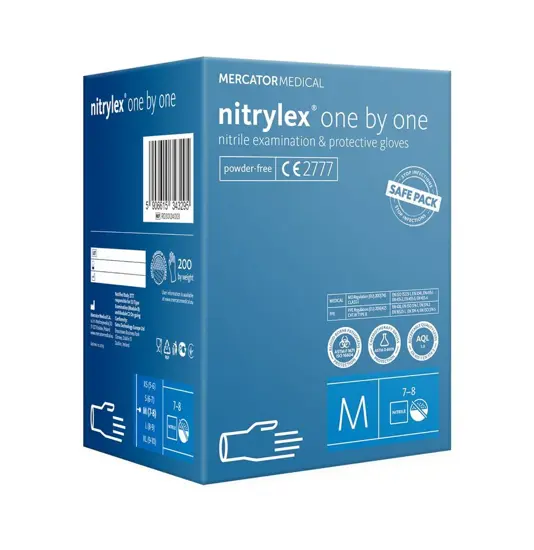 guanti monouso in nitrile senza polvere Mercator Nytrilex One by One