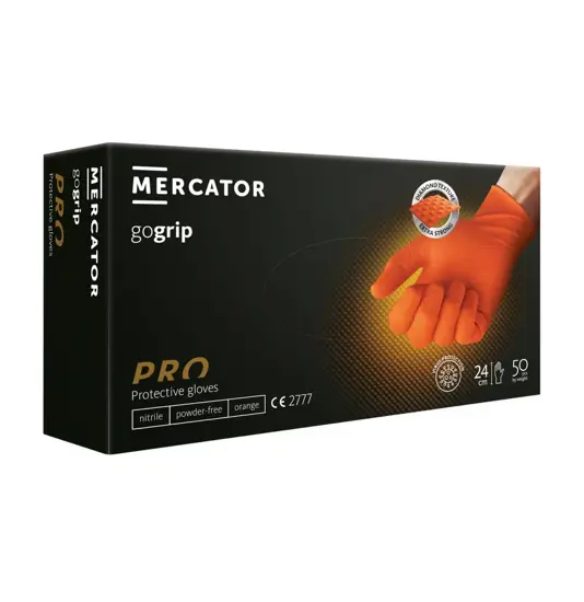 guanti monouso robusti in nitrile Mercator Gogrip Orange in offerta