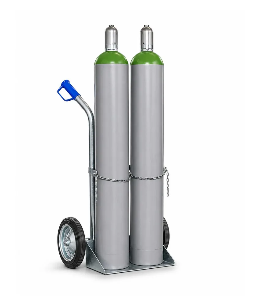 Carrello porta bombola biposto, 740x1150 mm - in acciaio zincato