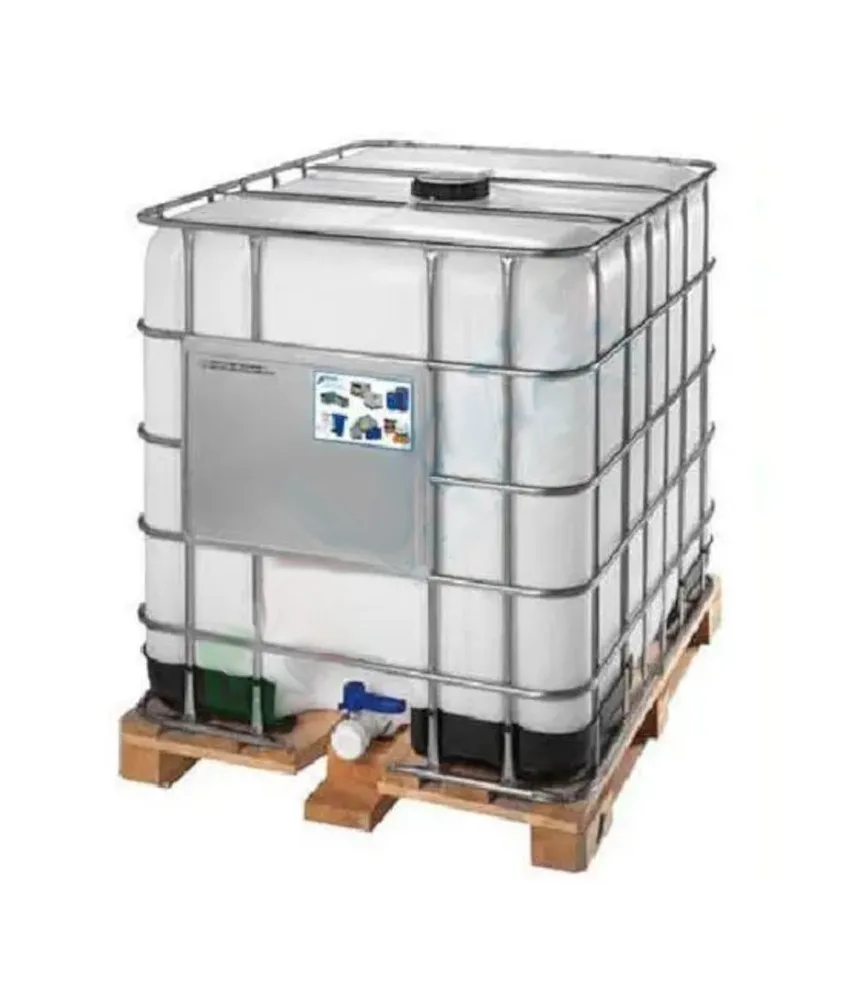 Cisterna IBC da 1000 lt in plastica omologata ADR/ONU, con valvola di scarico 2" - coperchio 150 mm