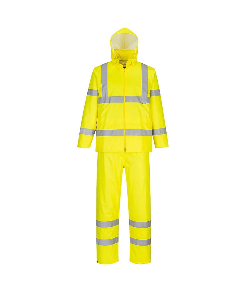 Completo impermeabile alta visibilità Portwest H448, Banda riflettente - cuciture nastrate - vita elasticizzata