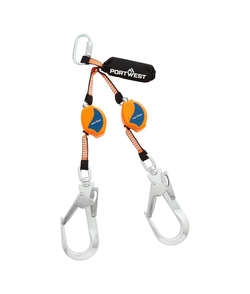 Cordino Retrattile Doppio Portwest, da 2,5 metri con assorbitore di energia - 140 kg
