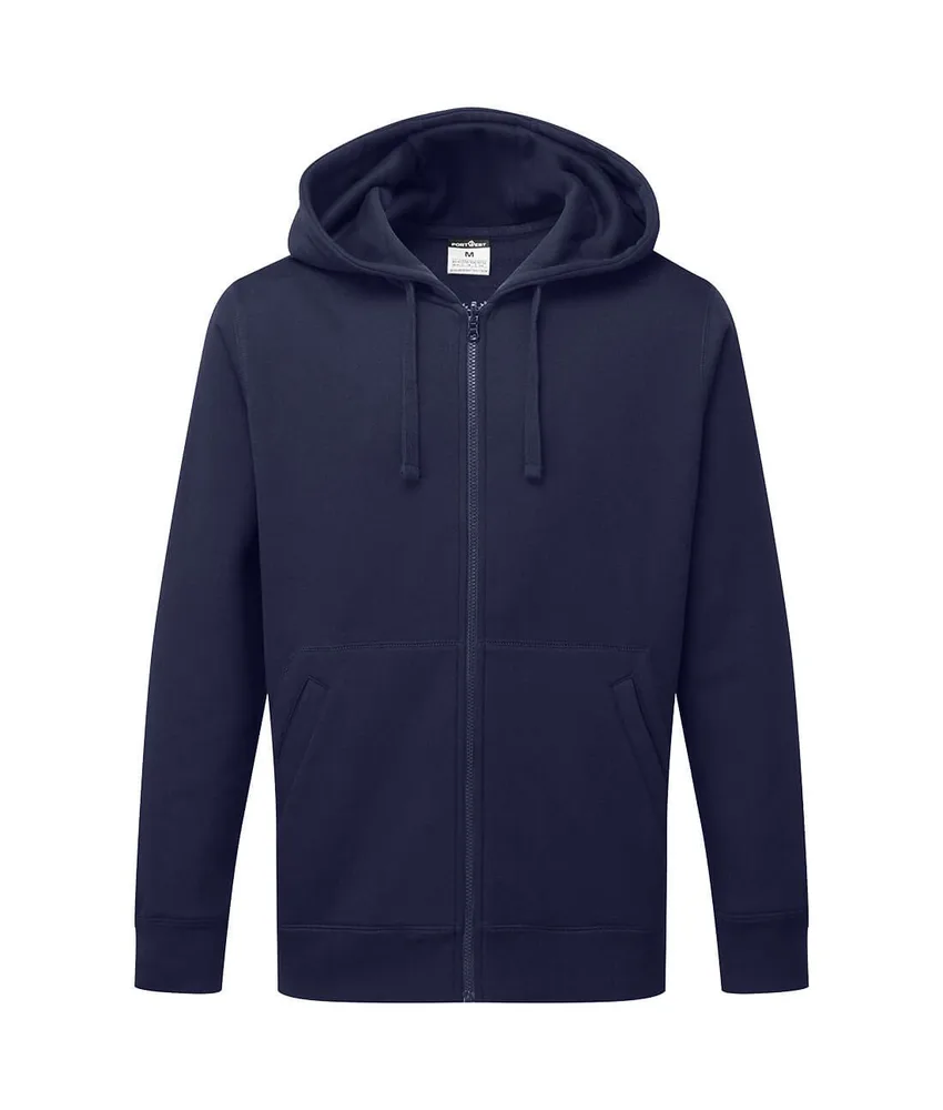 Felpa da lavoro con cappuccio Portwest, zip centrale - 65% poliestere, 35% cotone 250g