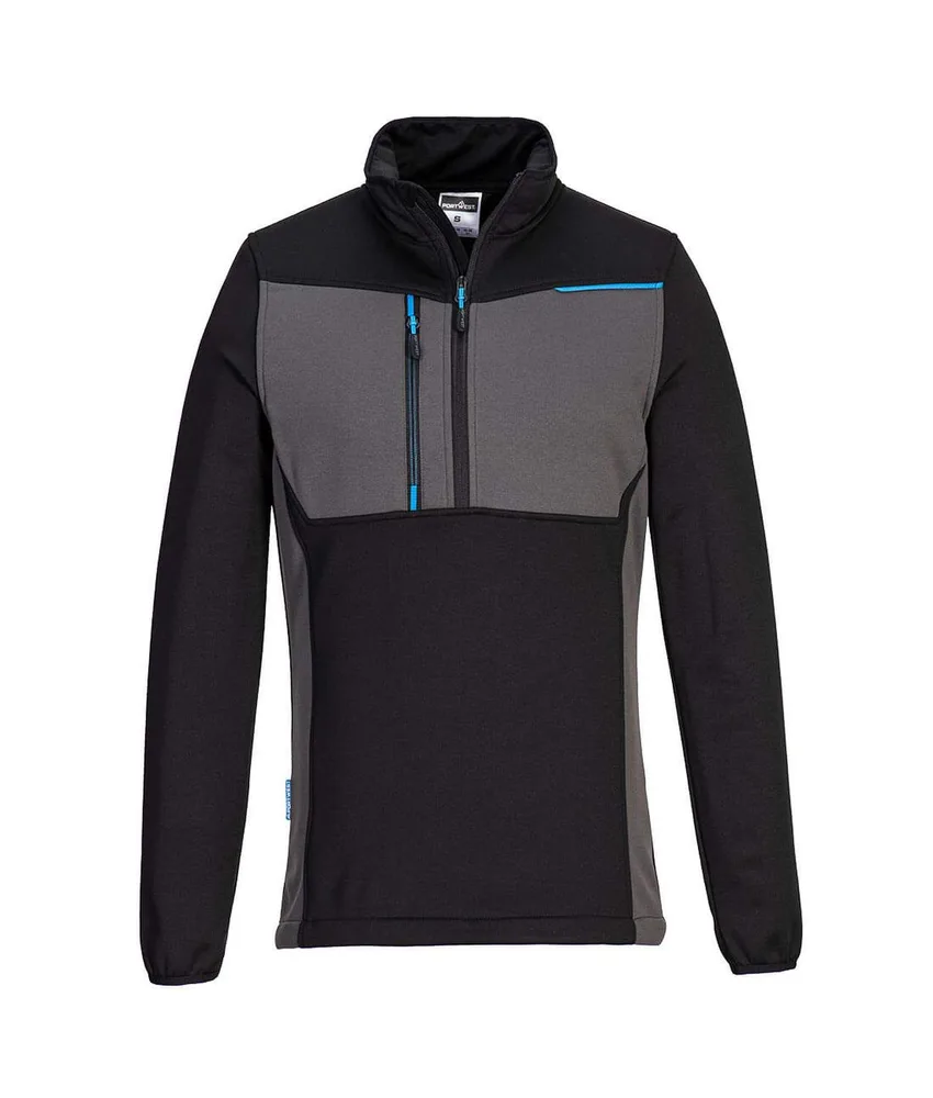 Felpa mezza zip WX3 Portwest T755, tasche sul petto con zip