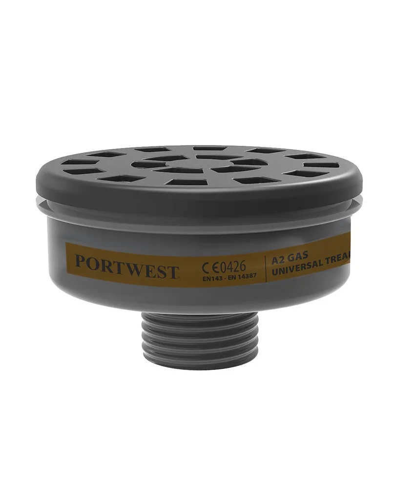 6 filtri GAS A2 Portwest P906, filettatura standardizzata - protegge contro gas contaminanti