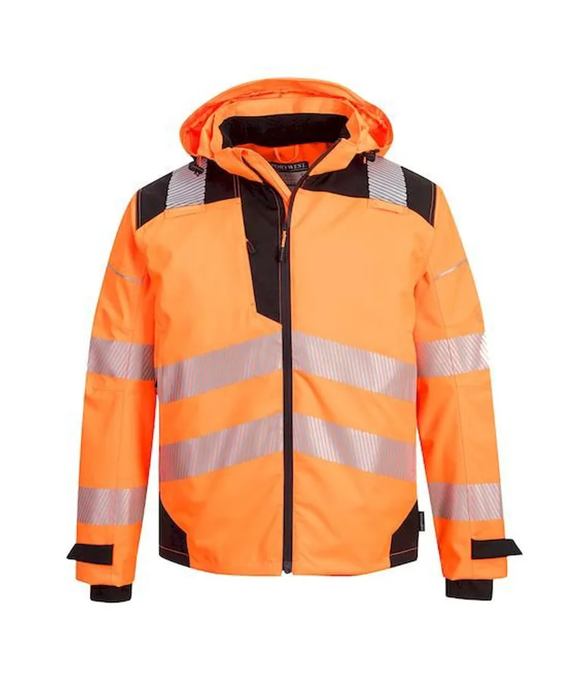 Giacca alta visibilità impermeabile Portwest PW360, tecnologia EZEE zip - traspirante - banda riflettente