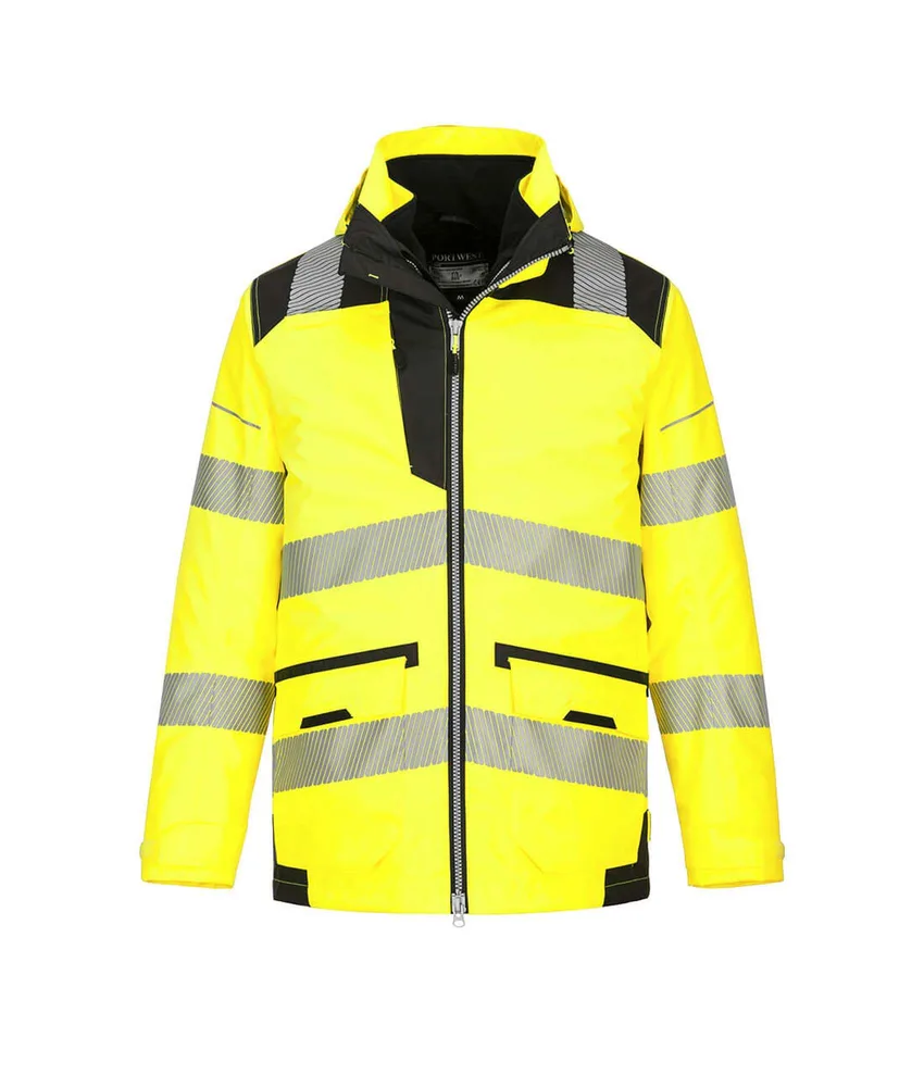 Giacca alta visibilità Portwest PW367, 5 in 1 - multitasche - 100% poliestere