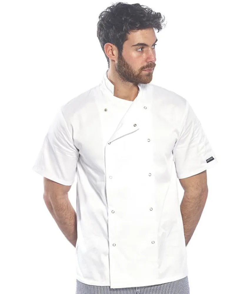 Giacca da cuoco Portwest C733, unisex - manica corta - Kingsmill cotone poliestere