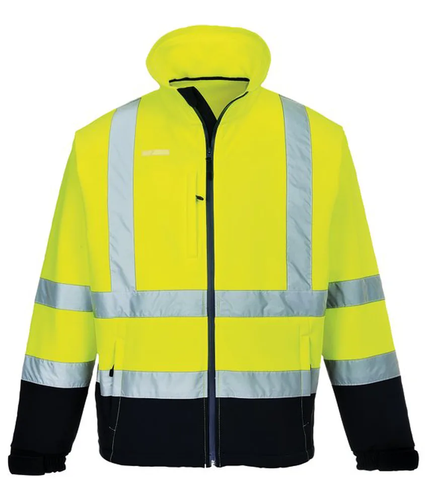 Giacca Softshell alta visibilità Portwest S425, impermeabile traspirante - foderato in micropile - multitasche
