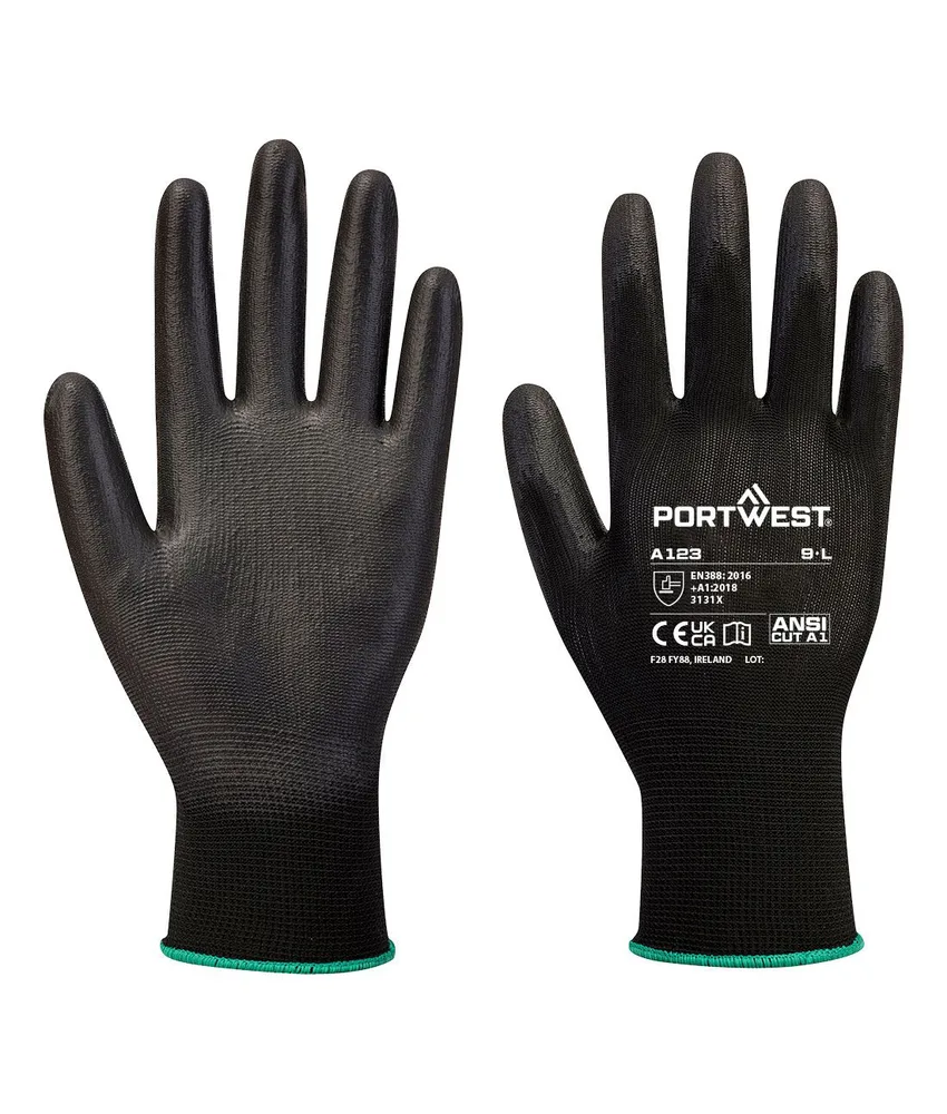 144 guanti antitaglio con palmo in PU Portwest A699, calibro 13 - 100% senza lattice