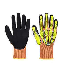 Guanti da impatto con materiale TPR. Alta protezione. Arancione/Nero.