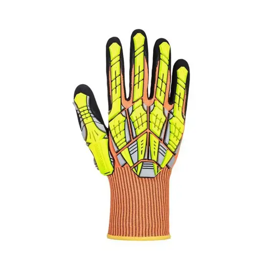 Guanti da impatto con materiale TPR. Alta protezione. Arancione/Nero.