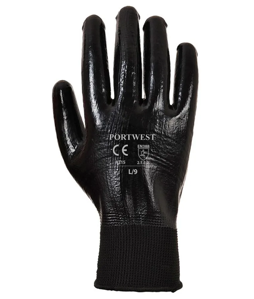 12 paia guanti da lavoro nylon con spalmatura completa in nitrile, spalmatura completa in nitrile - resistenza all'abrasione