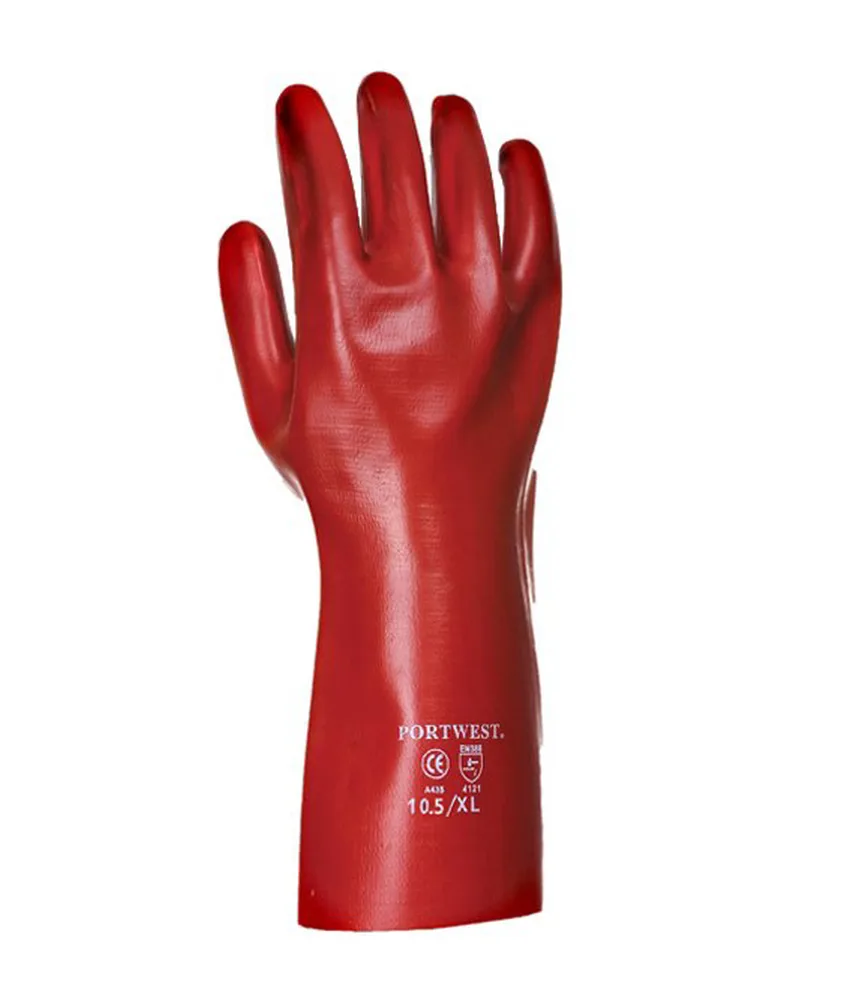 12 paia guanti in lattice Portwest A435, lunghezza 35 cm - colore rosso