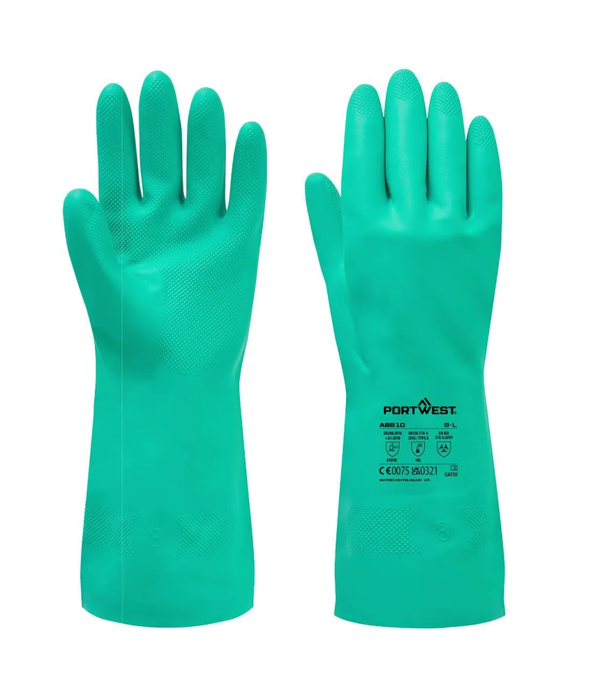 12 guanti per prodotti chimici Portwest, palmo testurizzato - resistente chimica