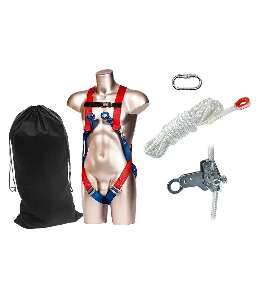 Kit anticaduta scorrevole 10 m Portwest, borsa con coulisse in nylon - gancio per fune staccabile da 12 mm