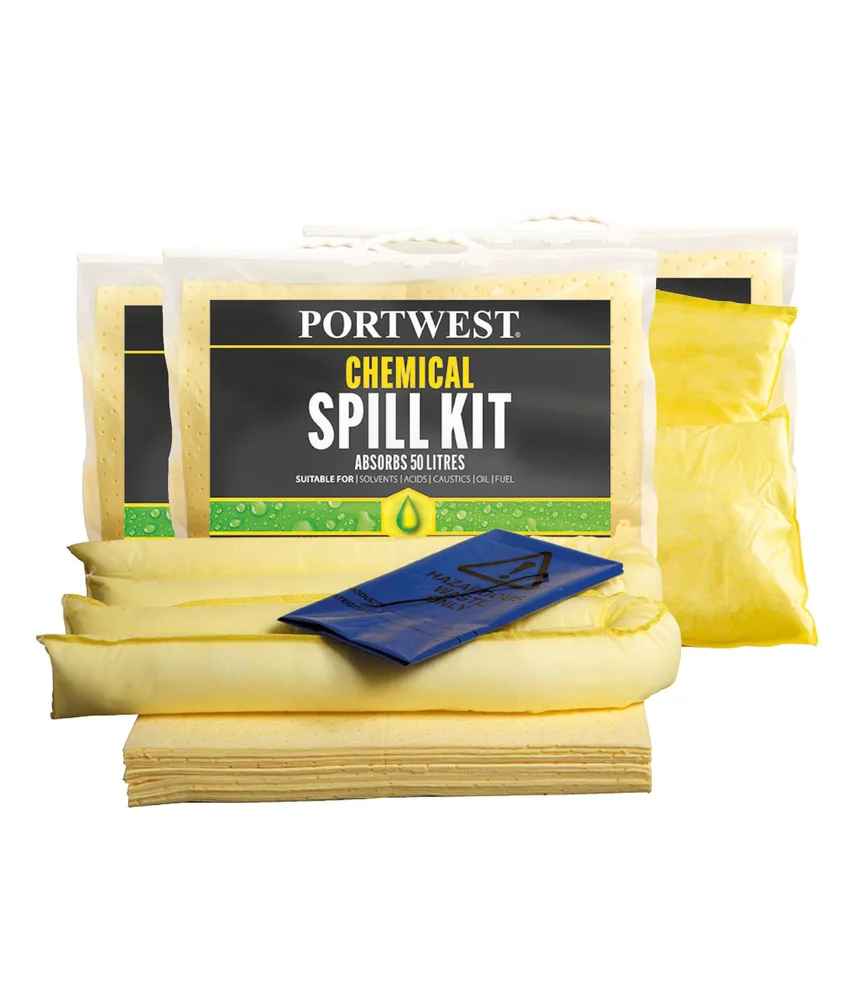kit di prodotti assorbenti Portwest SM91, per prodotti chimici - in totale assorbe fino a 50