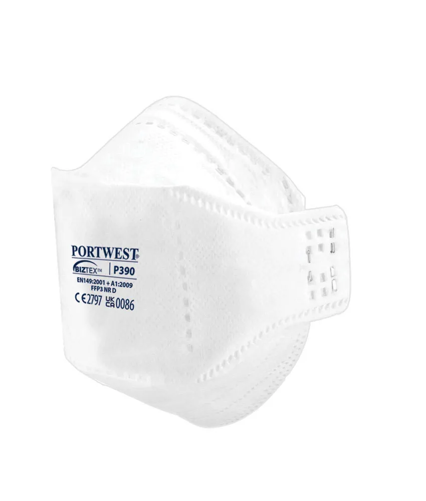 20 mascherine pieghevoli EAGLE FFP3 Portwest P390, senza valvola Dolomia - 7 punti ergonomici - ponte nasale inbottito