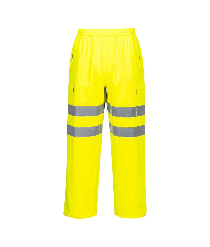 Pantaloni alta visibilità impermeabili Portwest, 100% poliestere elasticizzato - classe 2