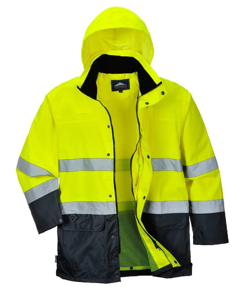 Parka alta visibilità antivento Portwest S166, poliestere Oxford 150D - economico - tasche multiple