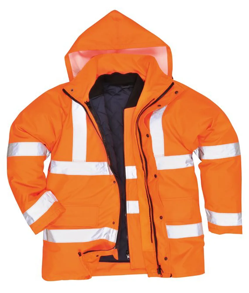 Parka alta visibilità impermeabile Portwest S468, 4 in 1 - cuciture termonastrate - tasche multiple