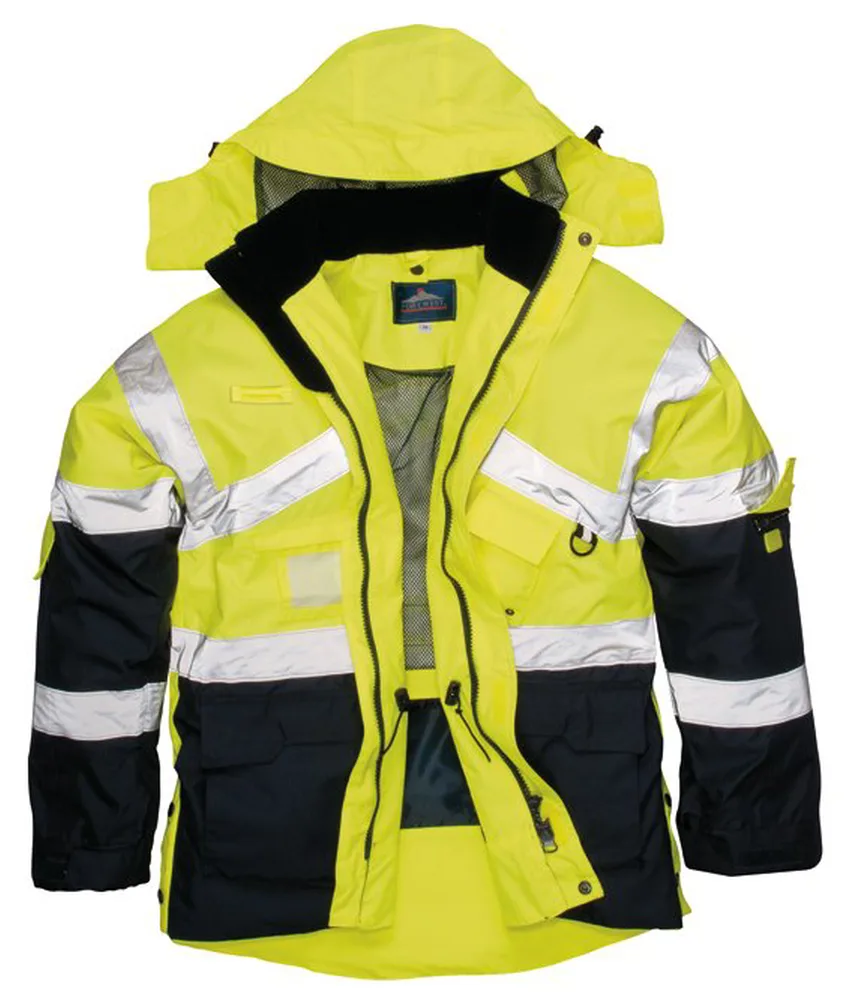 Parka alta visibilità impermeabile Portwest S760, bicolore - con cappuccio - tasche multiple