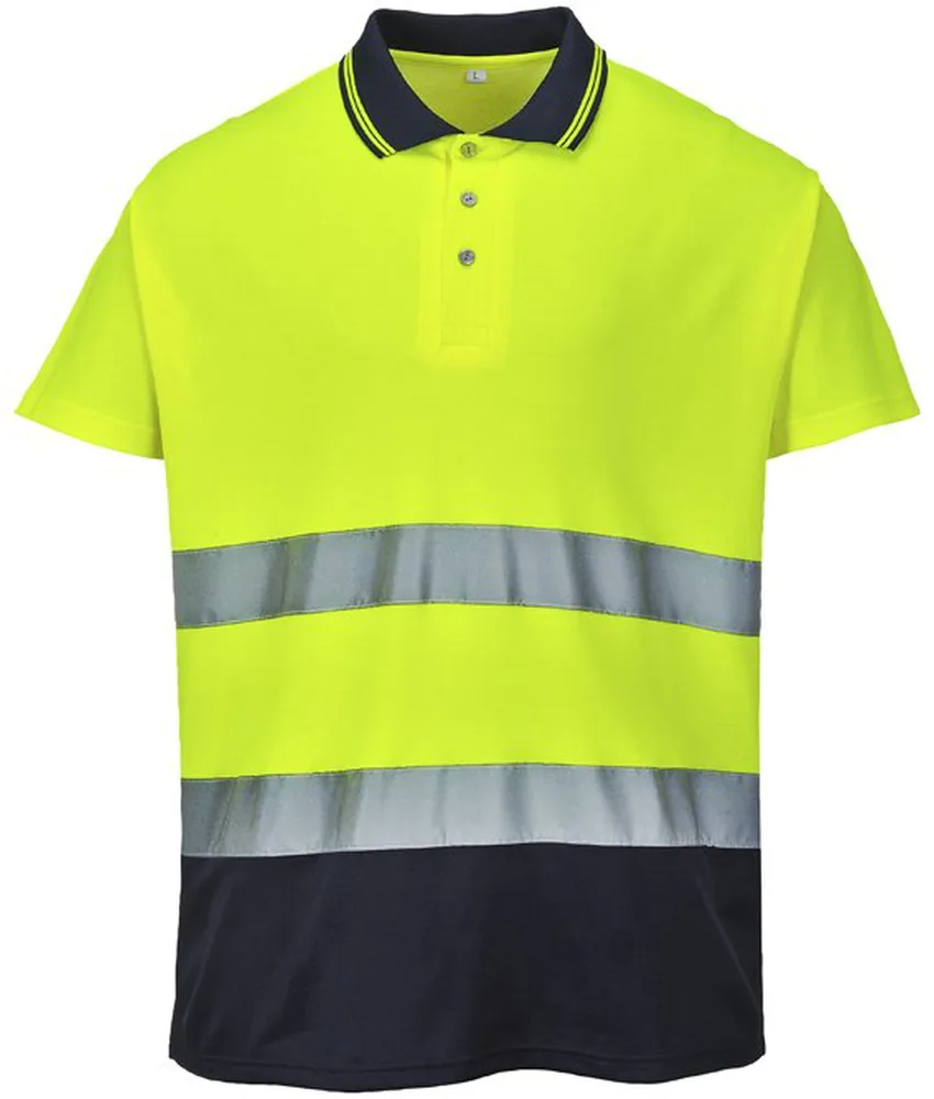 Polo alta visibilità Portwest S174, manica corta - cotton comfort - bicolore