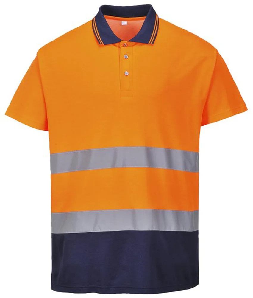 Polo alta visibilità Portwest S174, manica corta - cotton comfort - bicolore