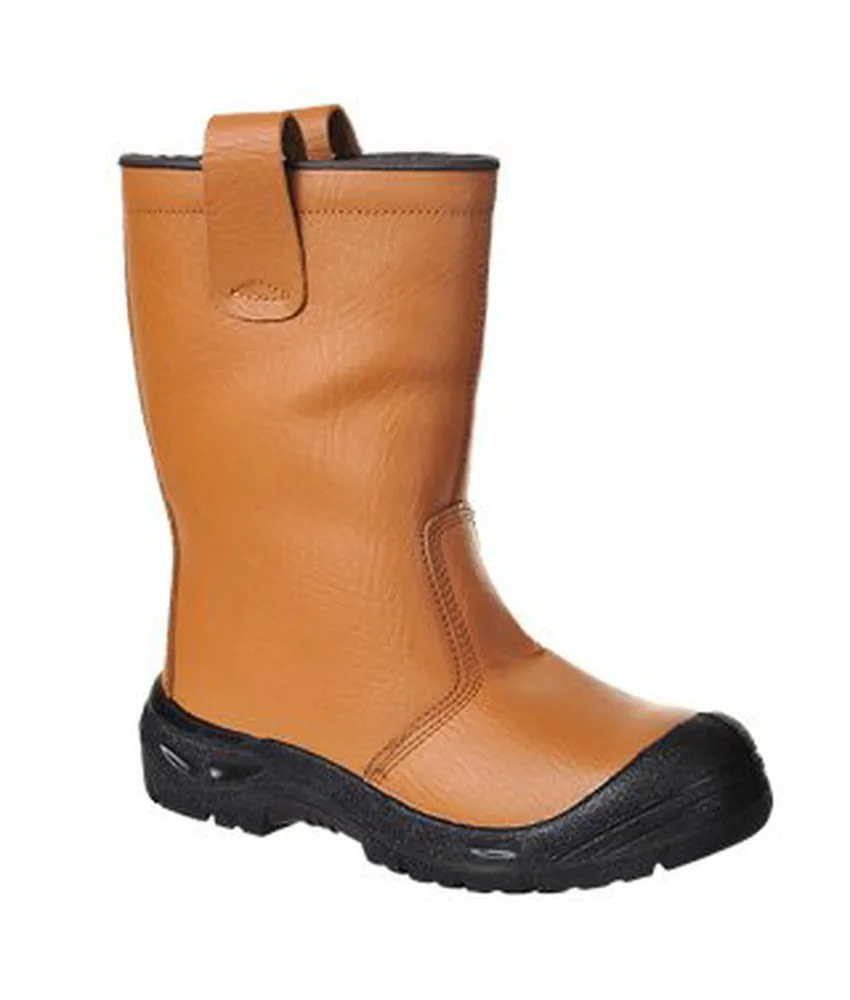 Stivali antinfortunistici in pelle Portwest FW29 Rigger, Stivali antinfortunistici S3 - interamente foderati in pelliccia - linguette laterali per ...