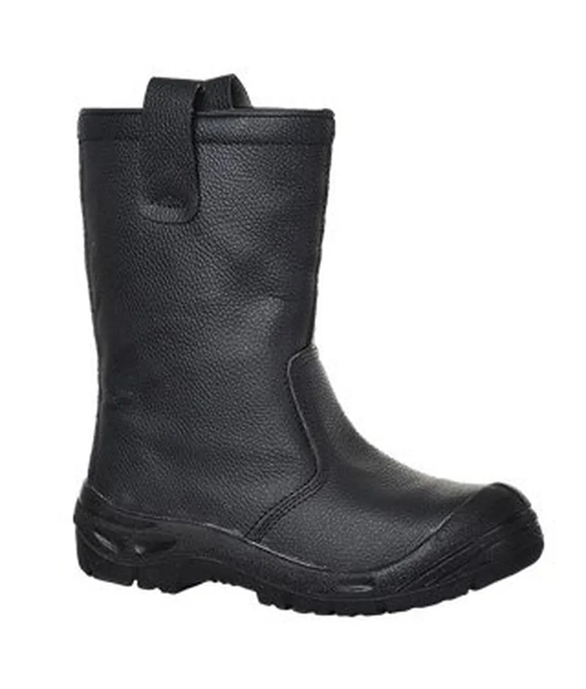Stivali antinfortunistici in pelle Portwest FW29 Rigger, Stivali antinfortunistici S3 - interamente foderati in pelliccia - linguette laterali per ...