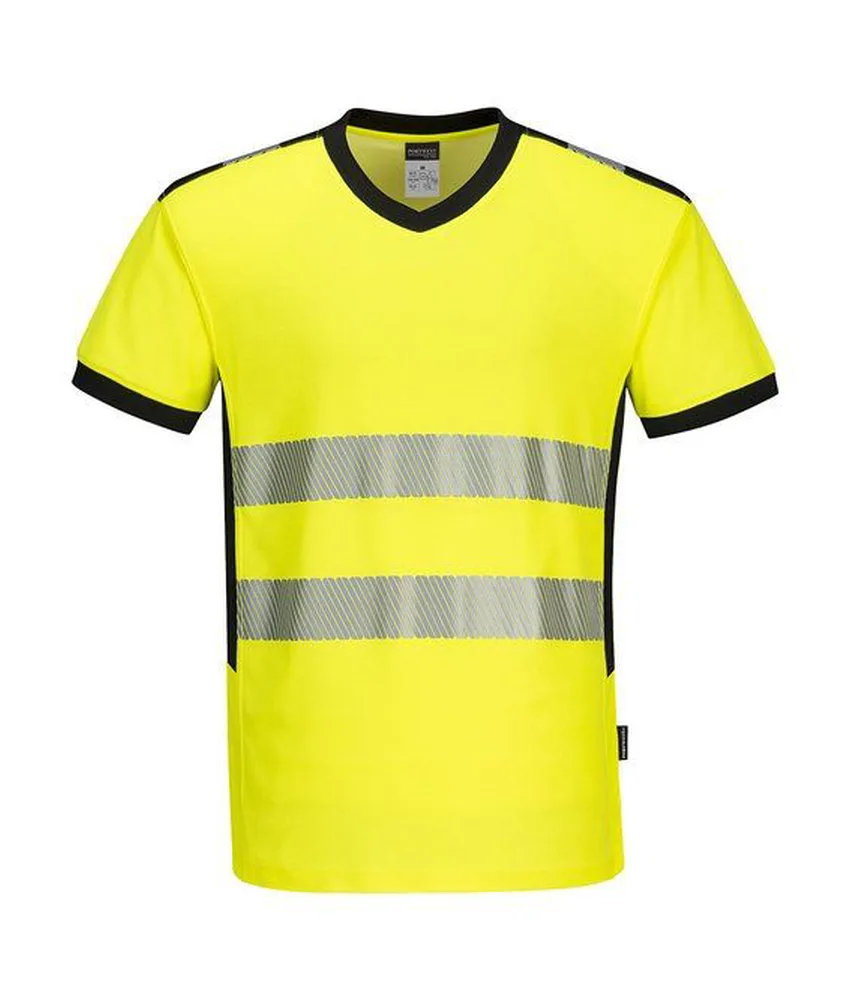 T-shirt alta visibilità Portwest PW310, scollo a V - tessuto traspirante